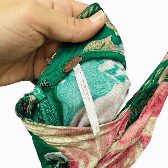 Free People Green Floral Print Wide Leg Jumpsuit Spaghetti Strap Backless Size 0 - Picture 7 of 7